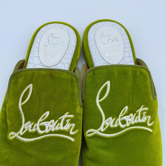 Christian Louboutin Coolito Green Velvet Slippers Shoes Size 42 EU / 9 US NWOB main image 5